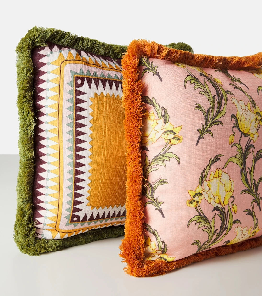 La DoubleJ - Nymph Bloom floral fringed cushion