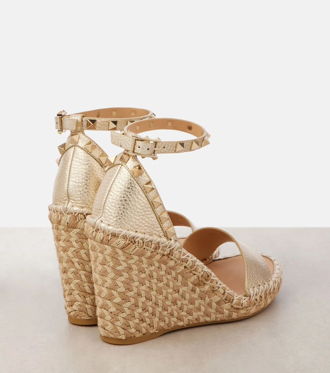 Valentino Garavani - Rockstud Double 105 leather espadrille wedges