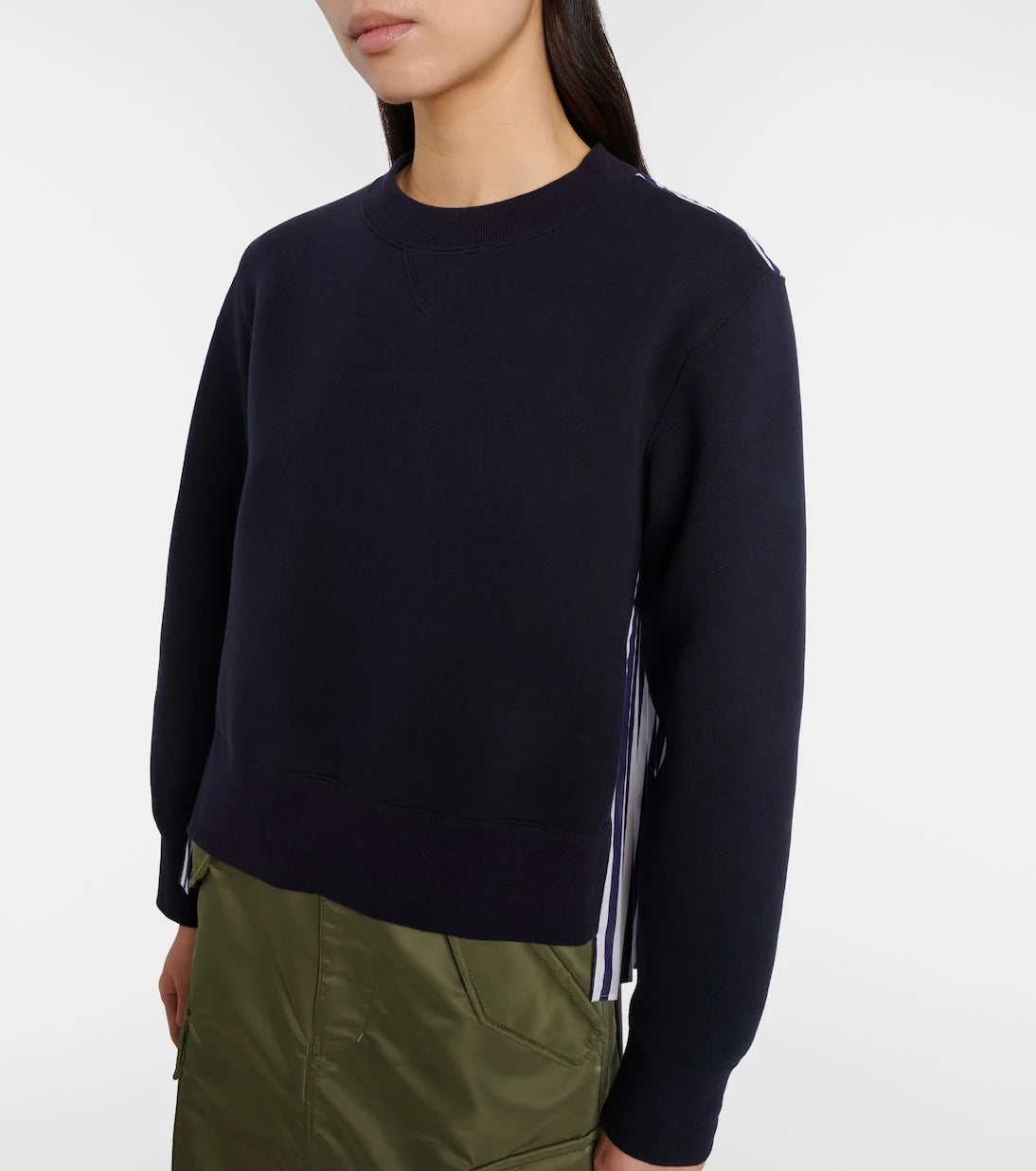 Sacai - Striped cotton-blend sweatshirt
