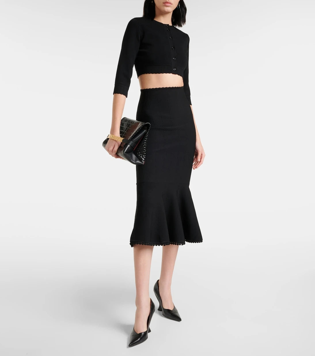 Victoria Beckham - VB Body scalloped midi skirt