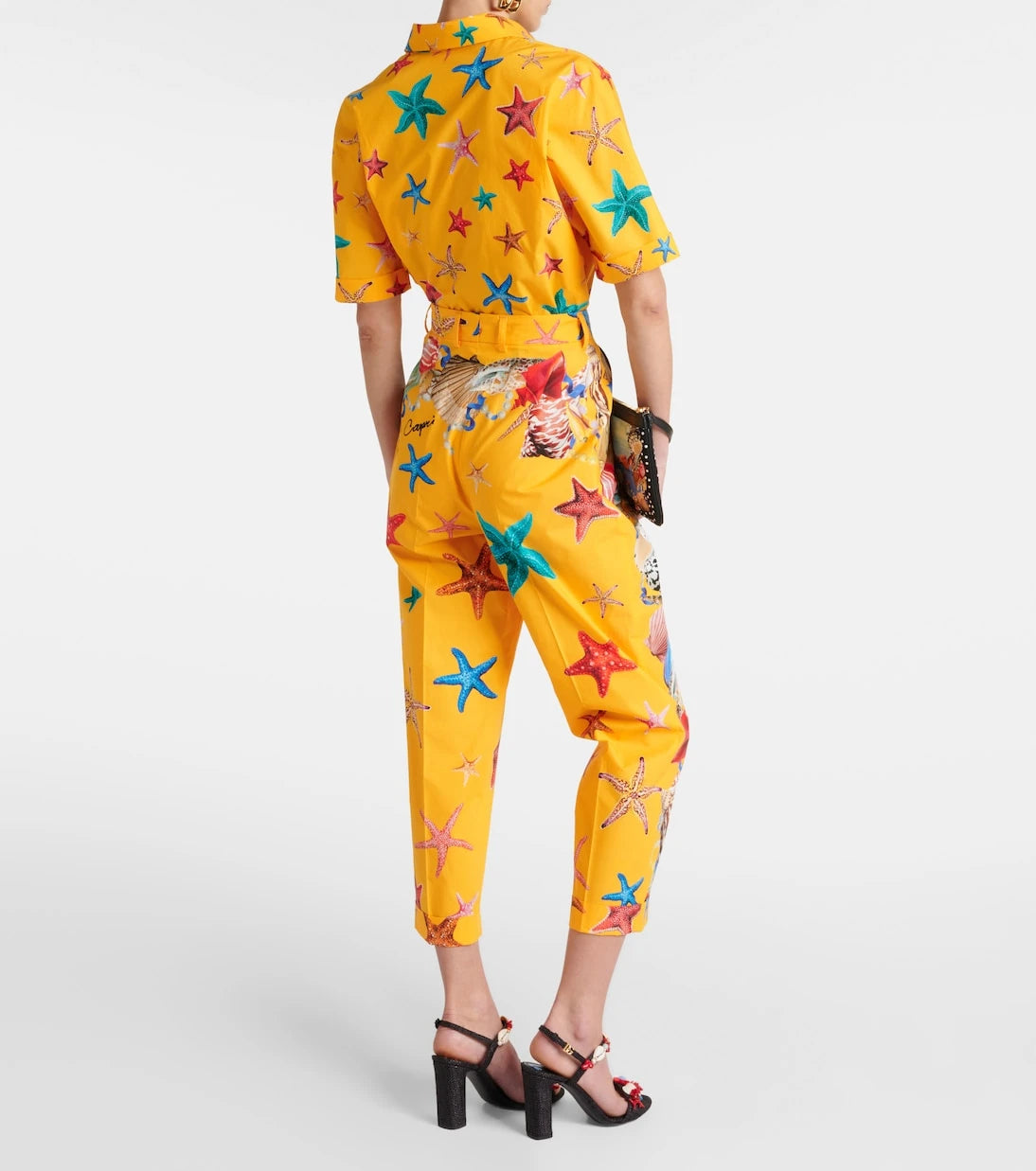 Dolce&Gabbana - Capri printed high-rise cotton tapered pants