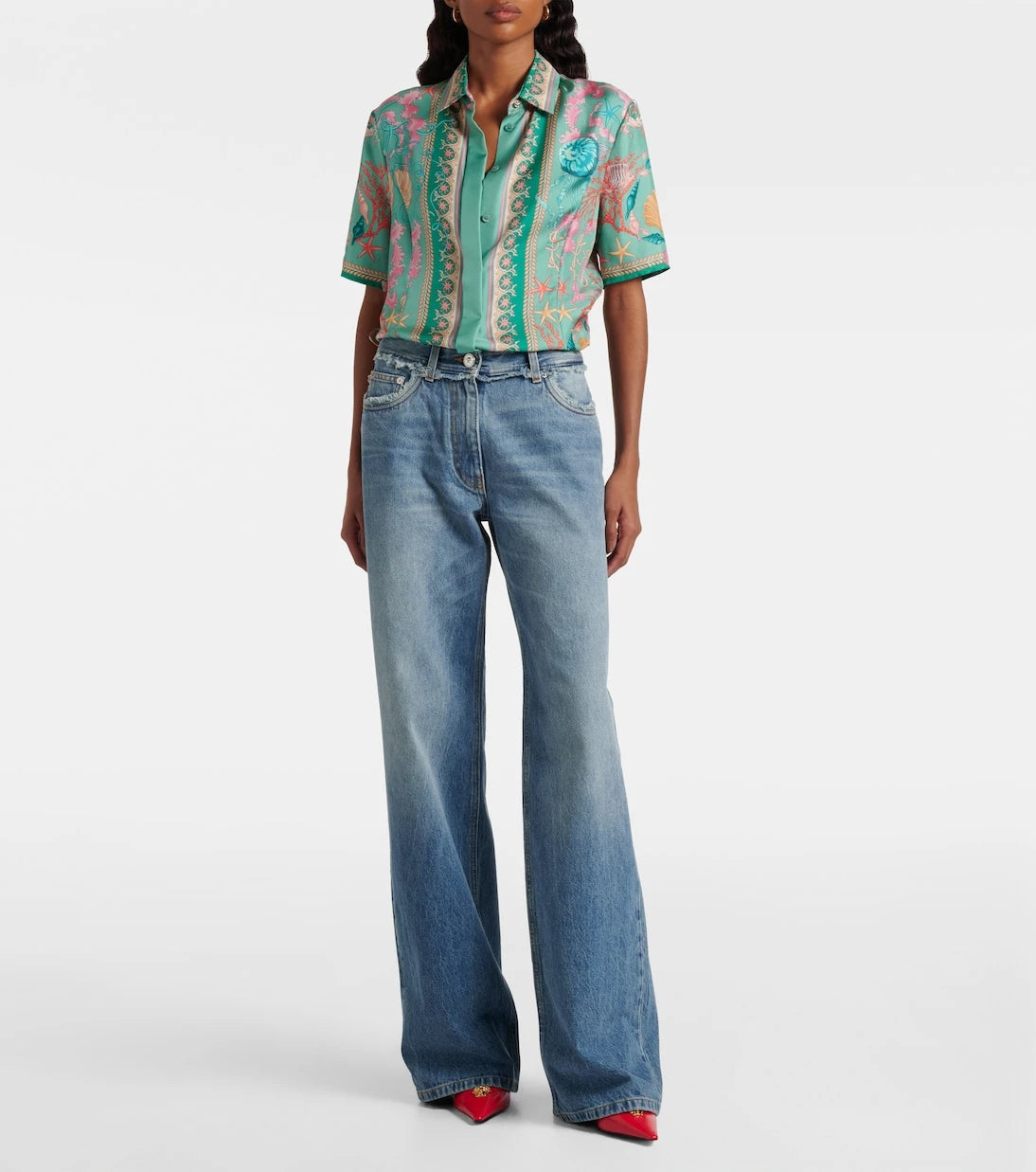 Versace - Mid-rise wide-leg jeans