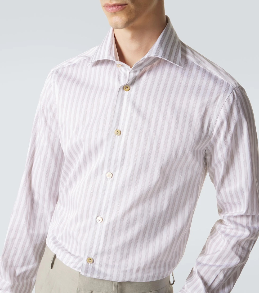 Kiton - قميص بوبلين قطني مخطط