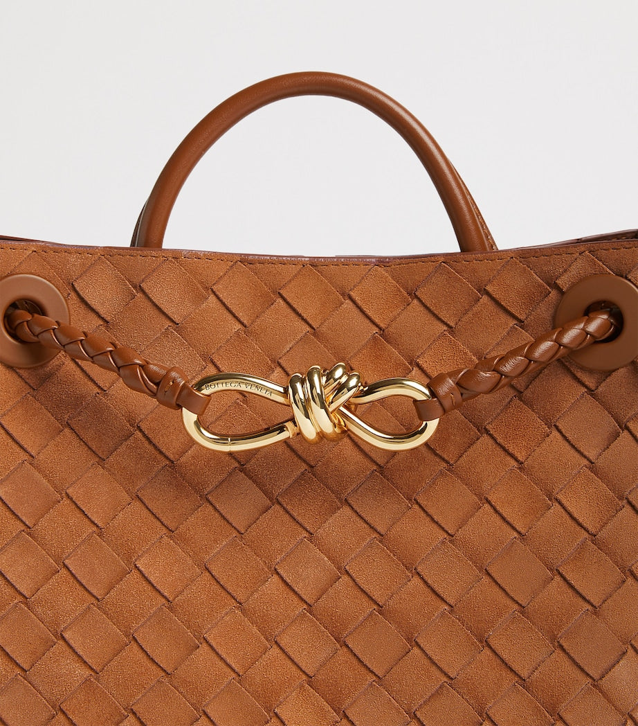 Bottega Veneta Brown Small Suede Andiamo Top-Handle Bag