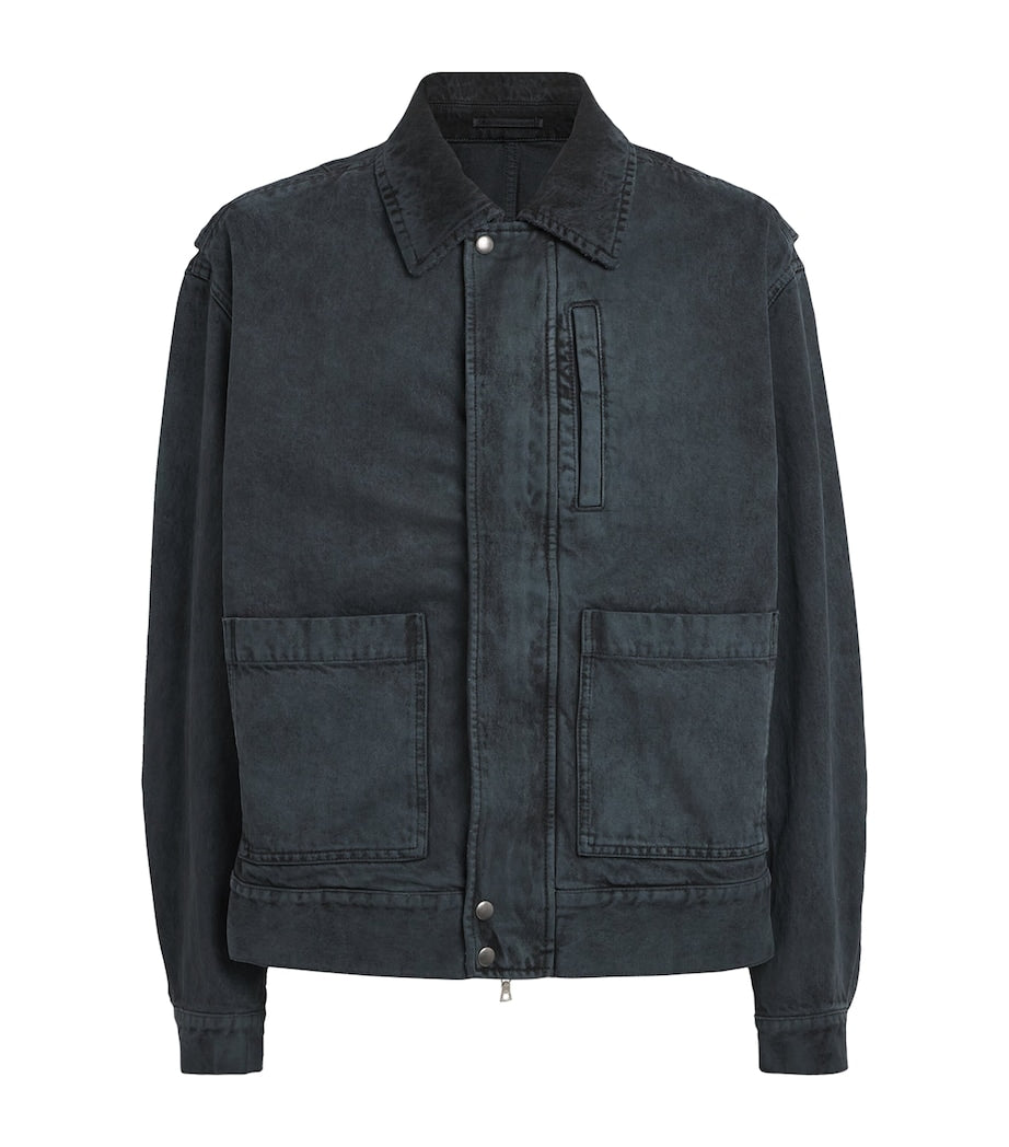 DRIES VAN NOTEN Grey Denim Overdyed Workwear Jacket