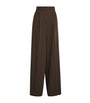 Wool Straight-Leg Trousers DARK BROWN