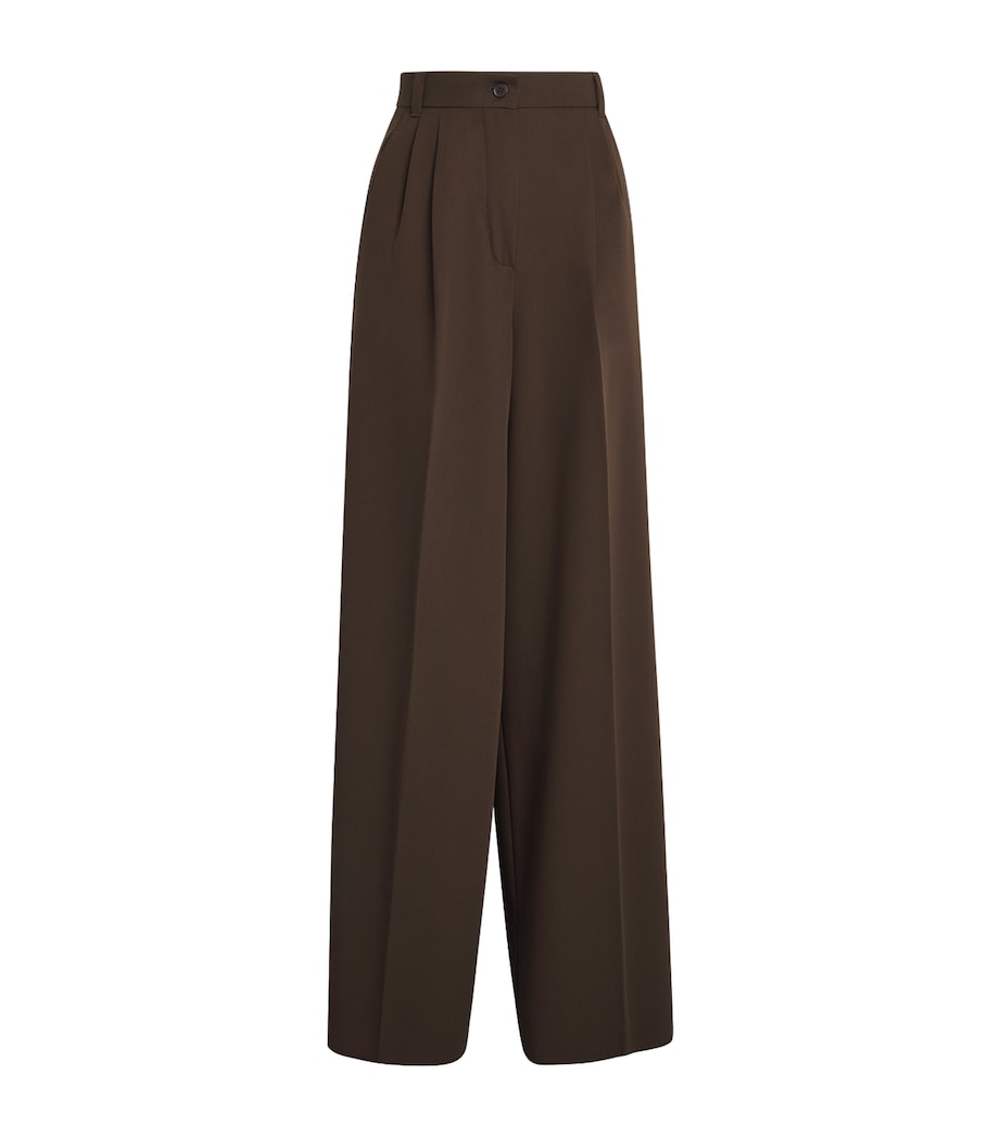 Wool Straight-Leg Trousers DARK BROWN