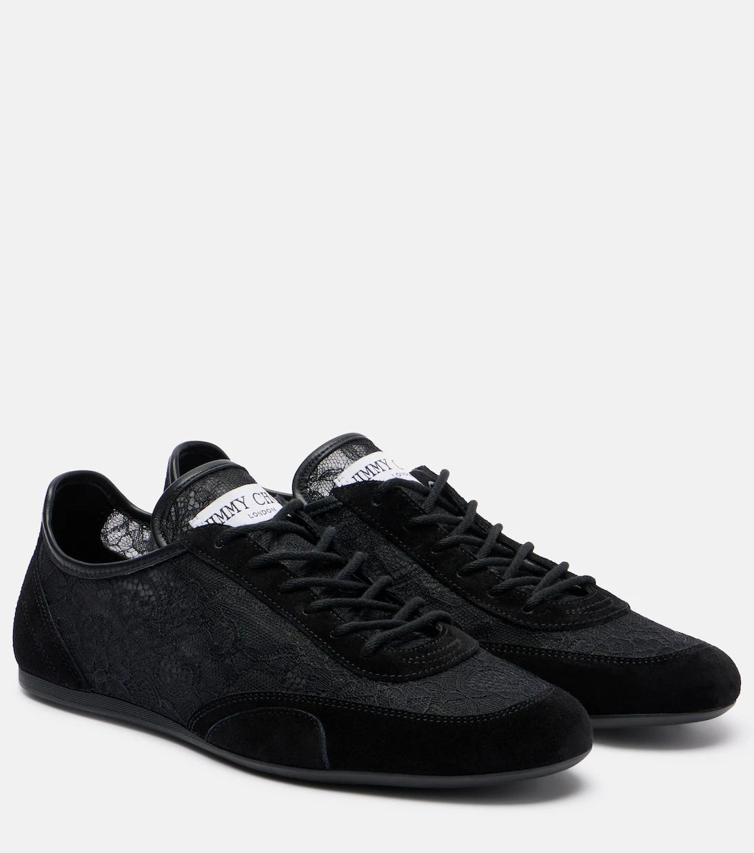 Jimmy Choo - Sunny suede-trimmed lace sneakers