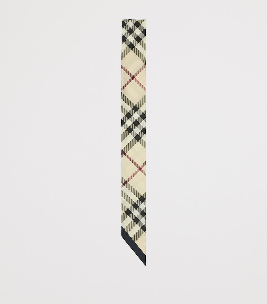 Burberry Beige Silk Skinny Check Scarf