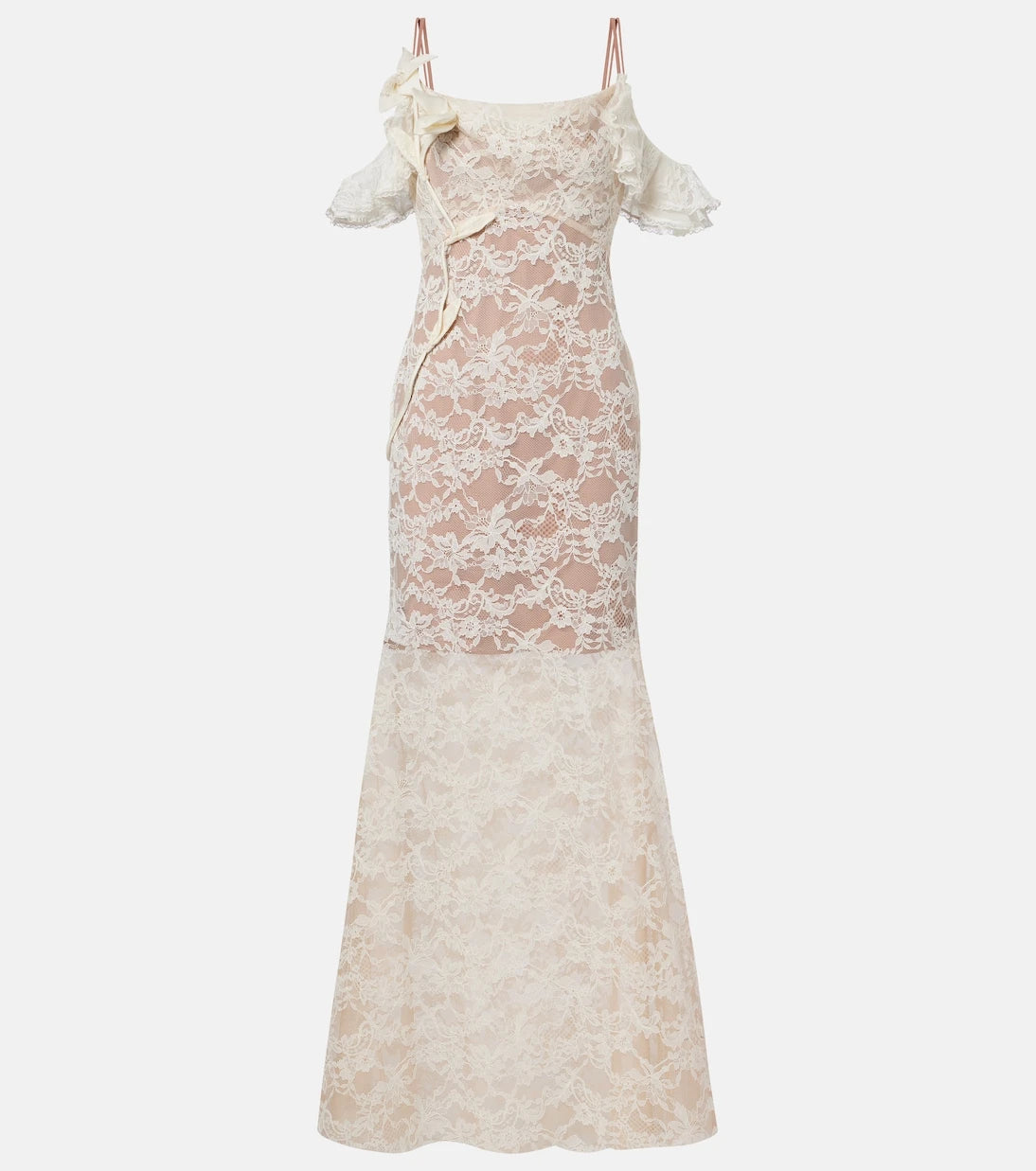 Self-Portrait - Floral-appliqué lace gown