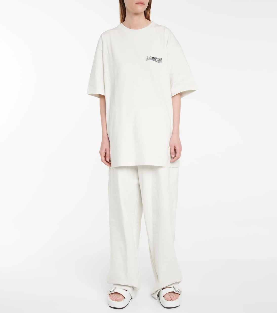 Balenciaga - تي شيرت قطني بشعار العلامة
