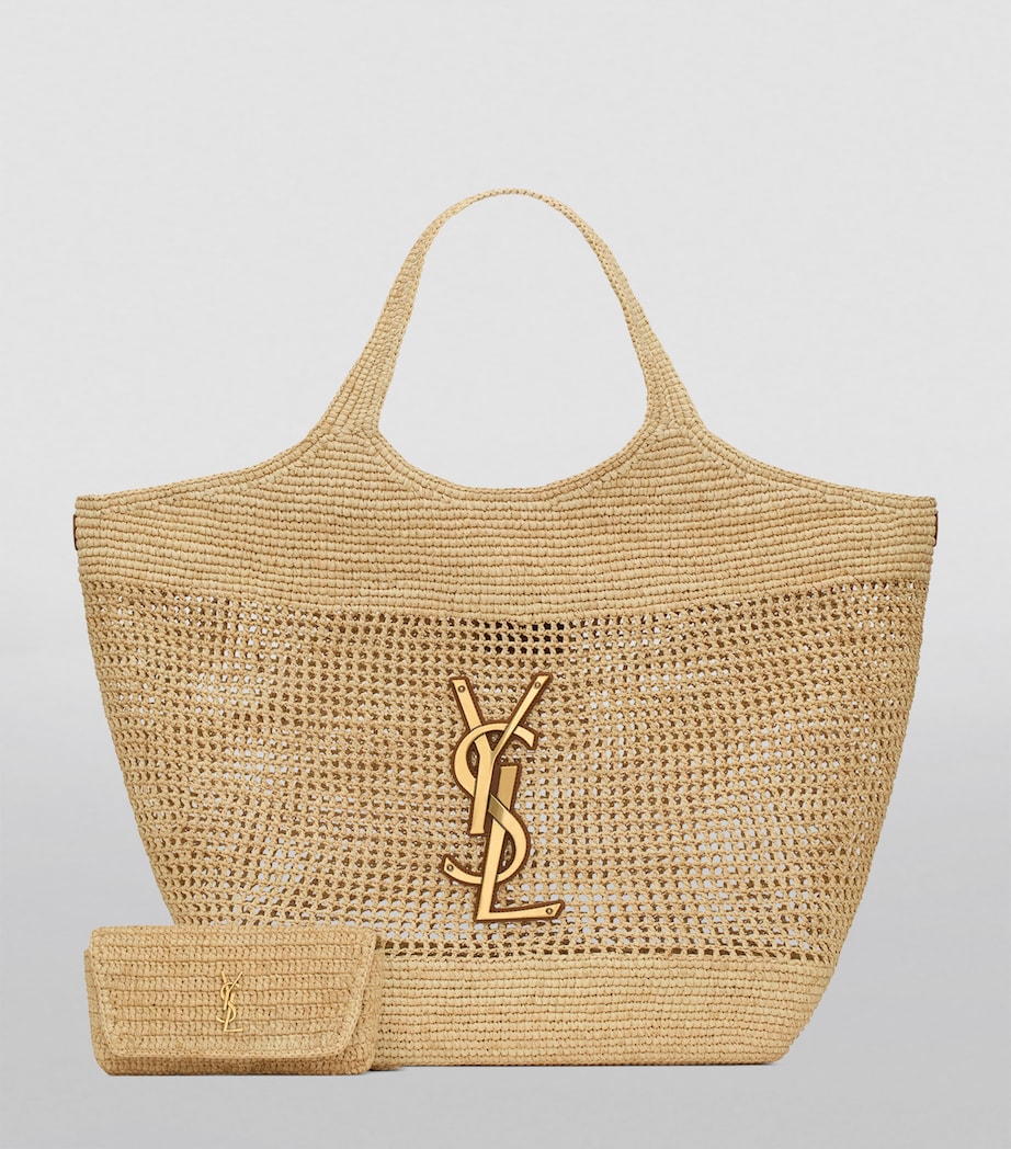 Saint Laurent Brown Raffia Icare Tote Bag