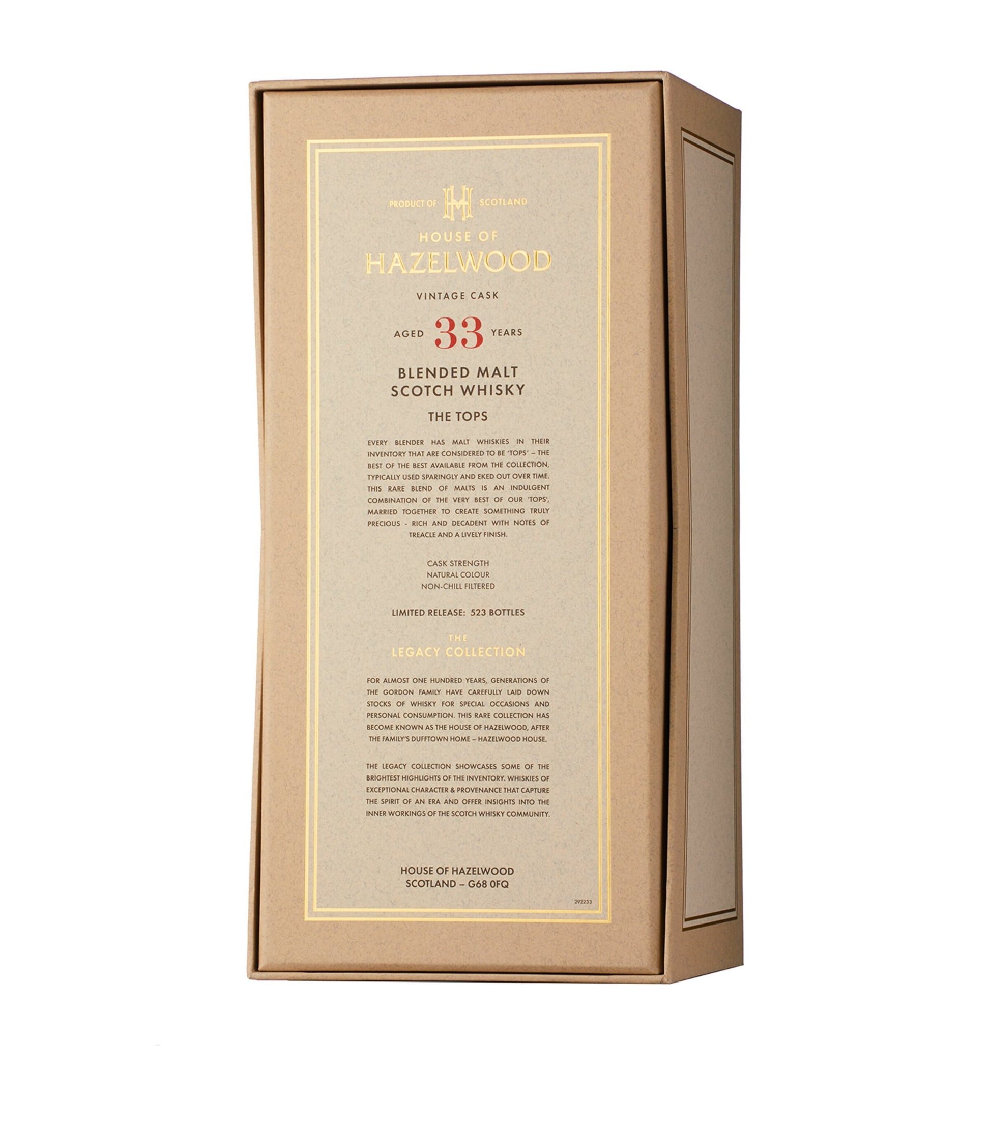 House of Hazelwood The Tops 33-Year-Old Speyside Blended Malt Scotch Whisky (70cl)