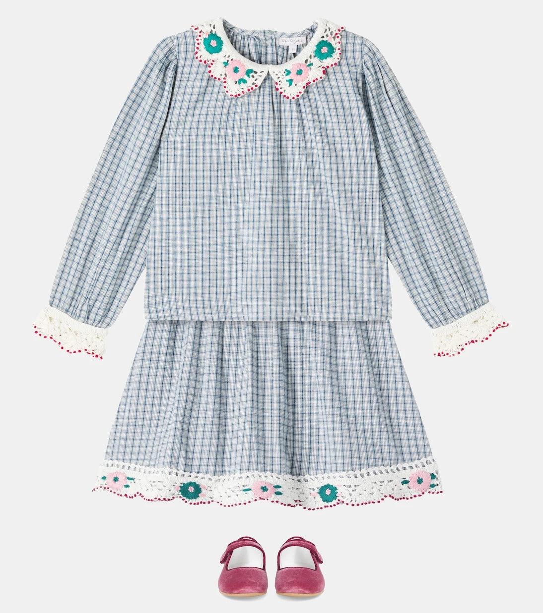 Bebe Organic - Rhea checked cotton and linen blouse