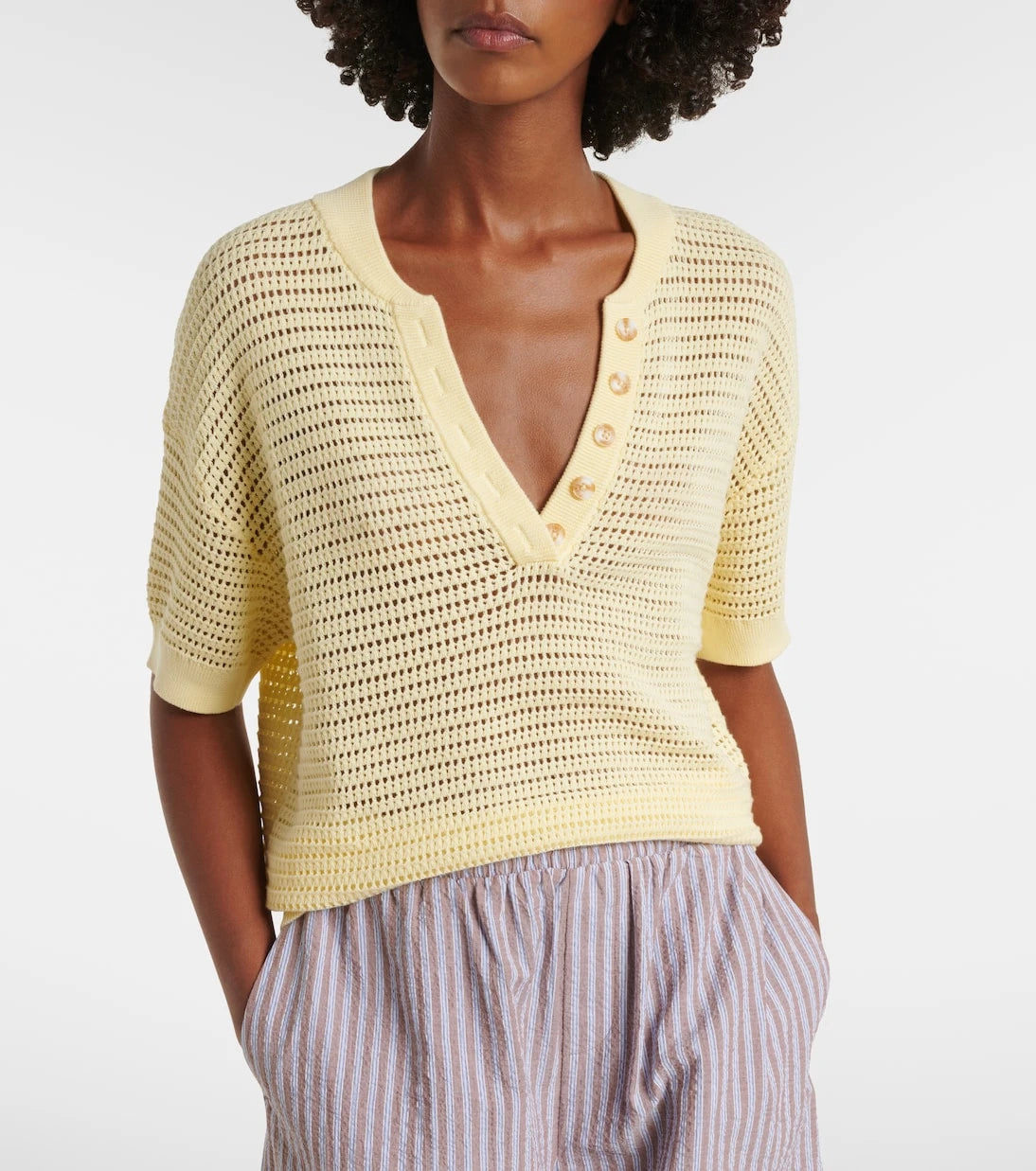 Varley - Callie open-knit cotton top