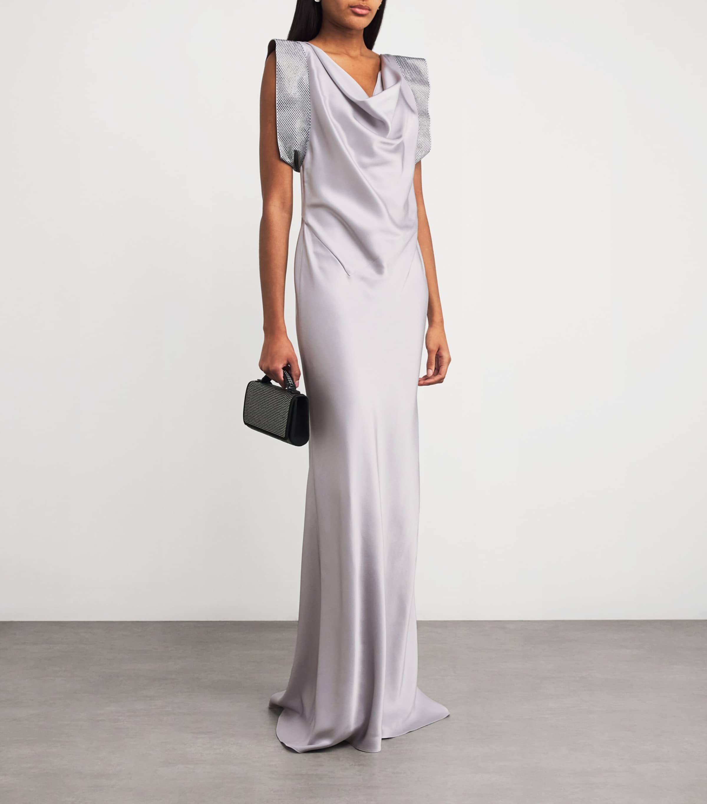 Stella McCartney Blue Satin Crystal-Embellished Gown