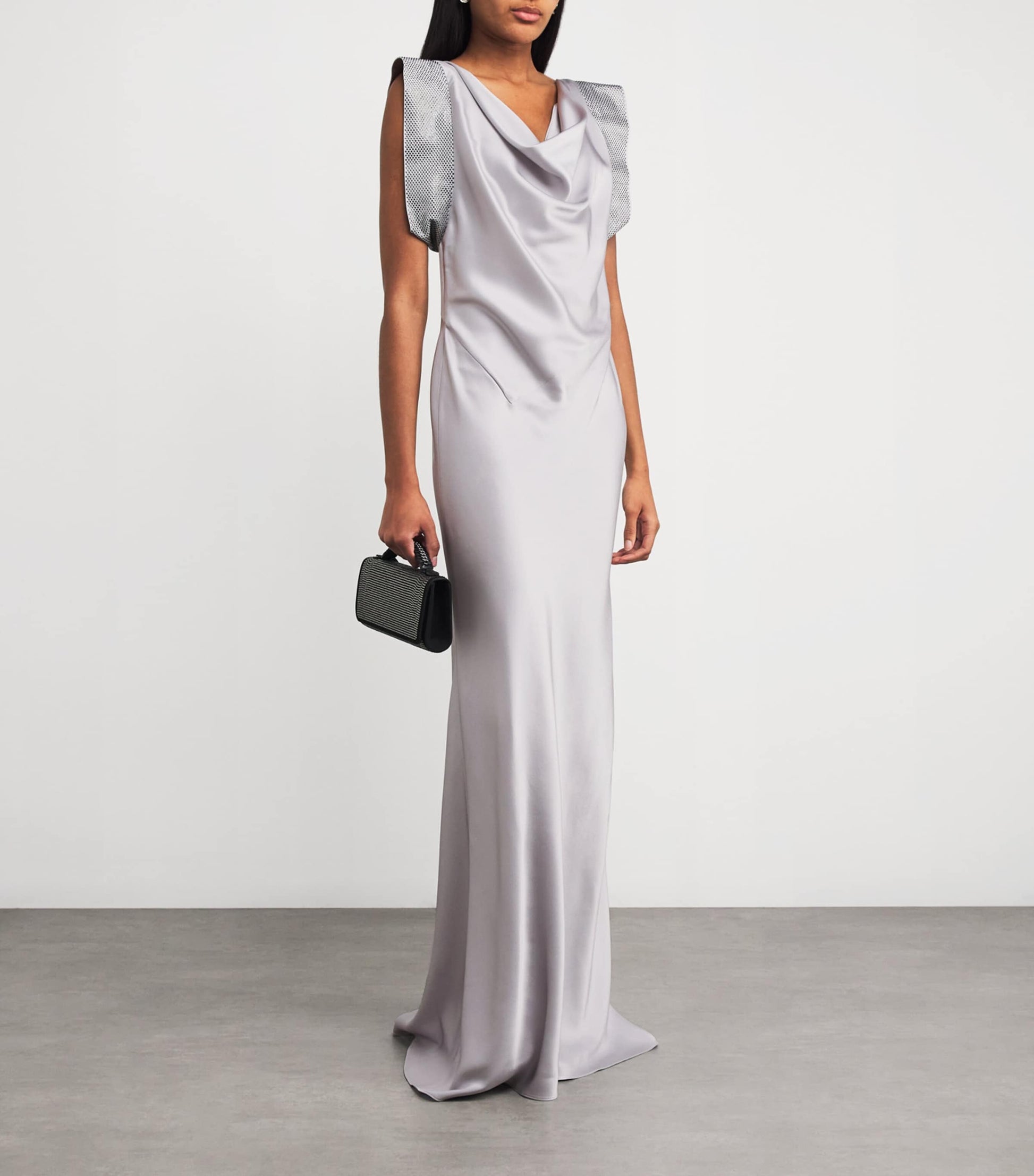 Stella McCartney Blue Satin Crystal-Embellished Gown