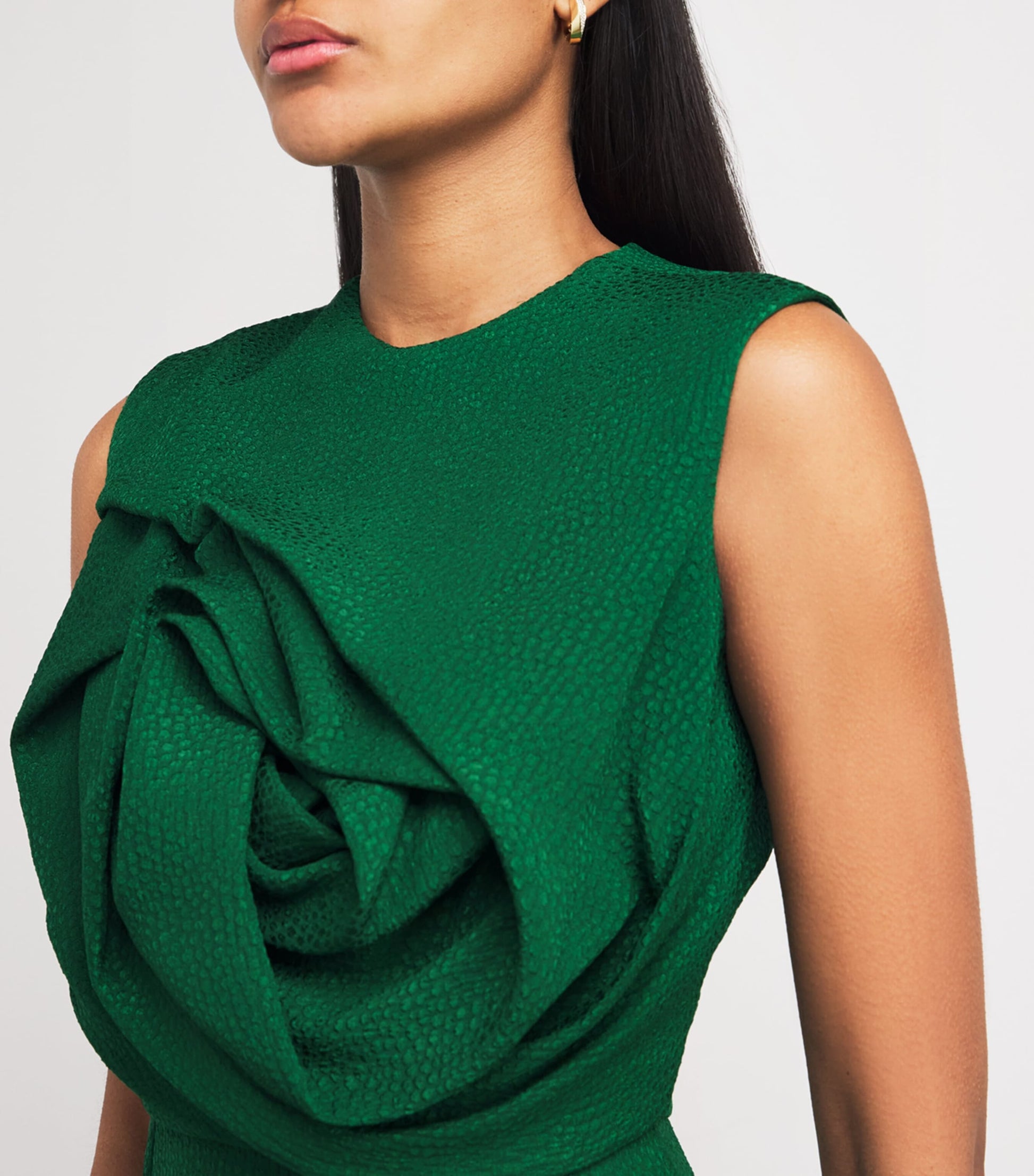 Edeline Lee Green Bubble Jacquard Aphrodite Midi Dress