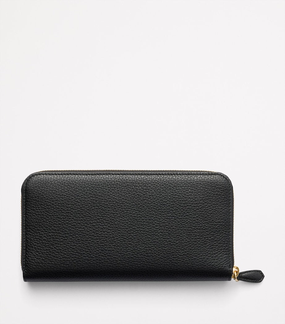 Black Large Leather Zipped Wallet