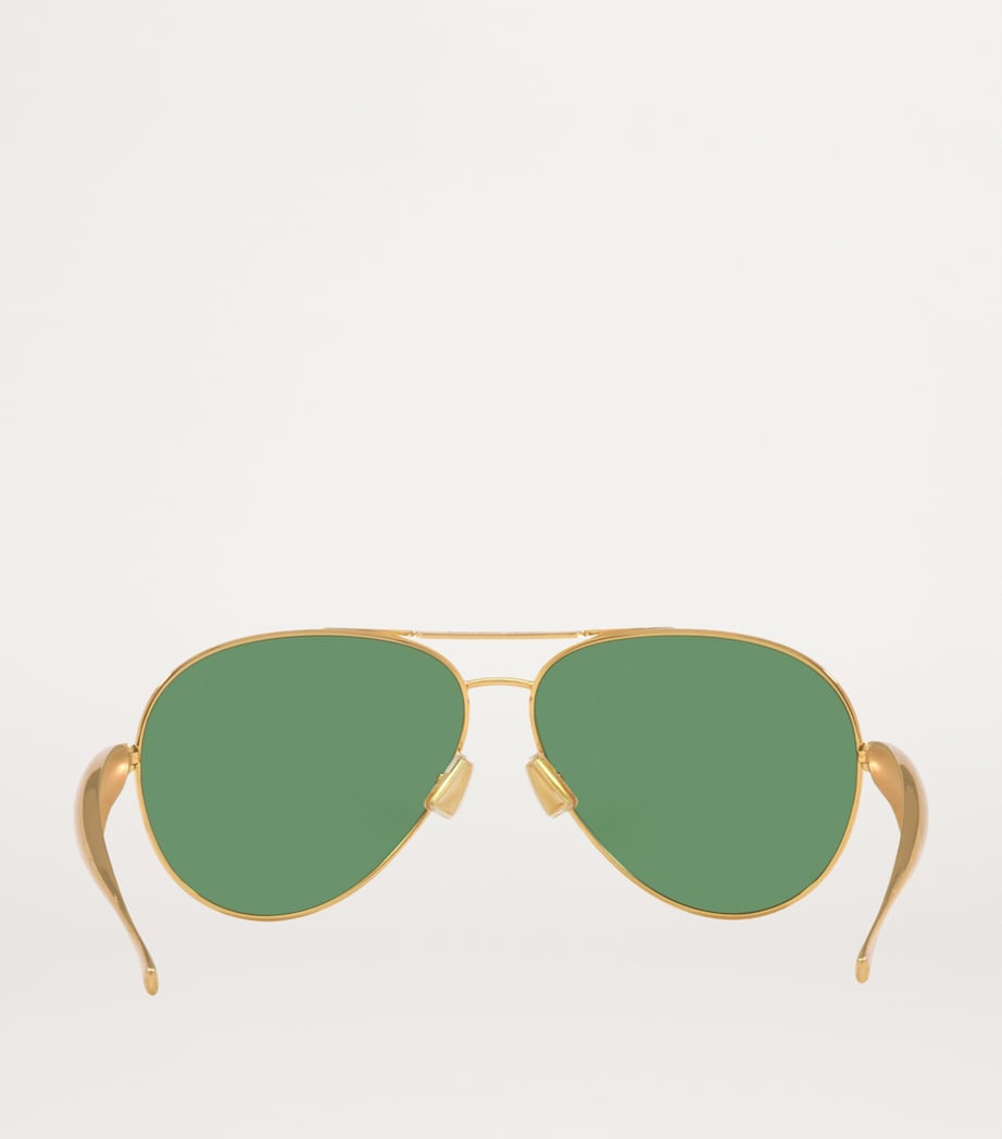 Bottega Veneta Gold BV1305S Green-Tinted Sunglasses