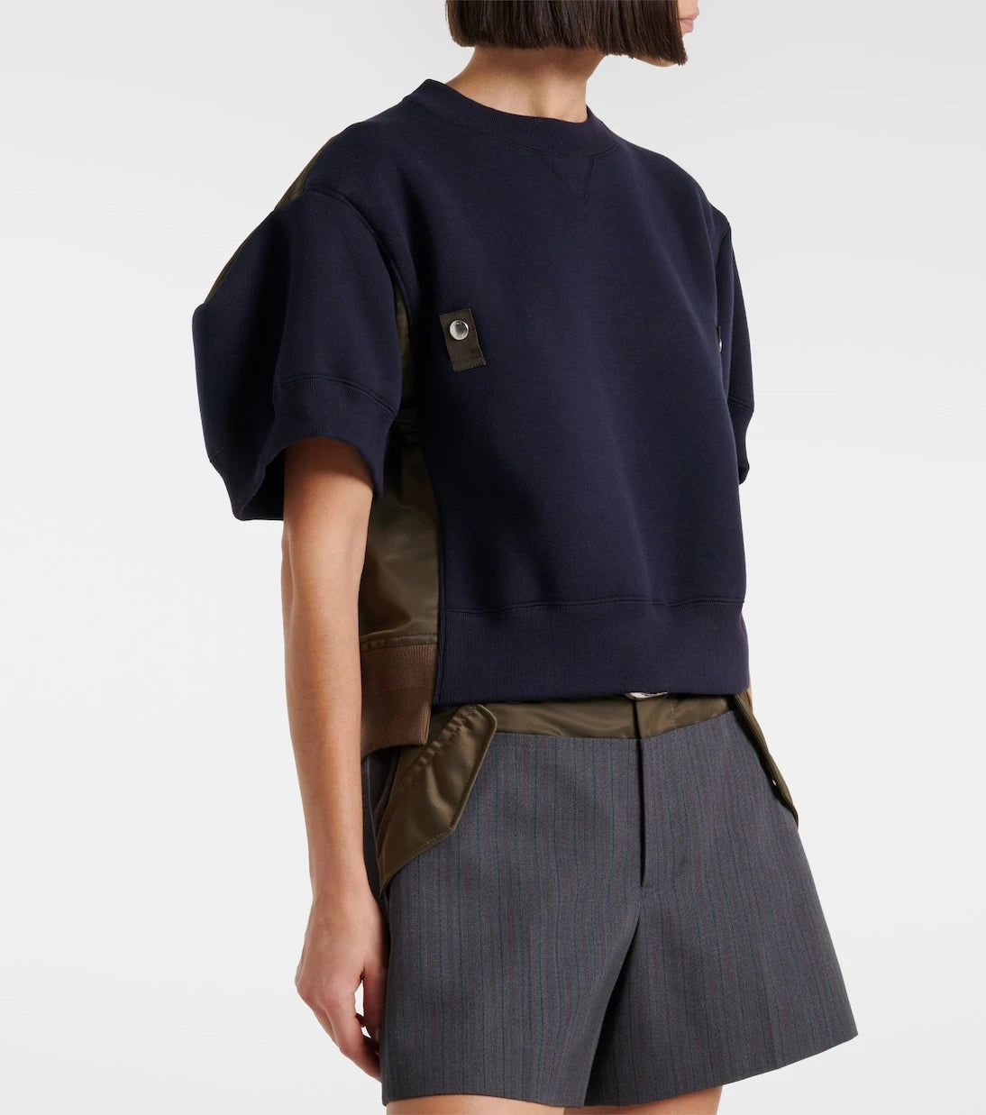 Sacai - سويت شيرت من مزيج القطن والتويل