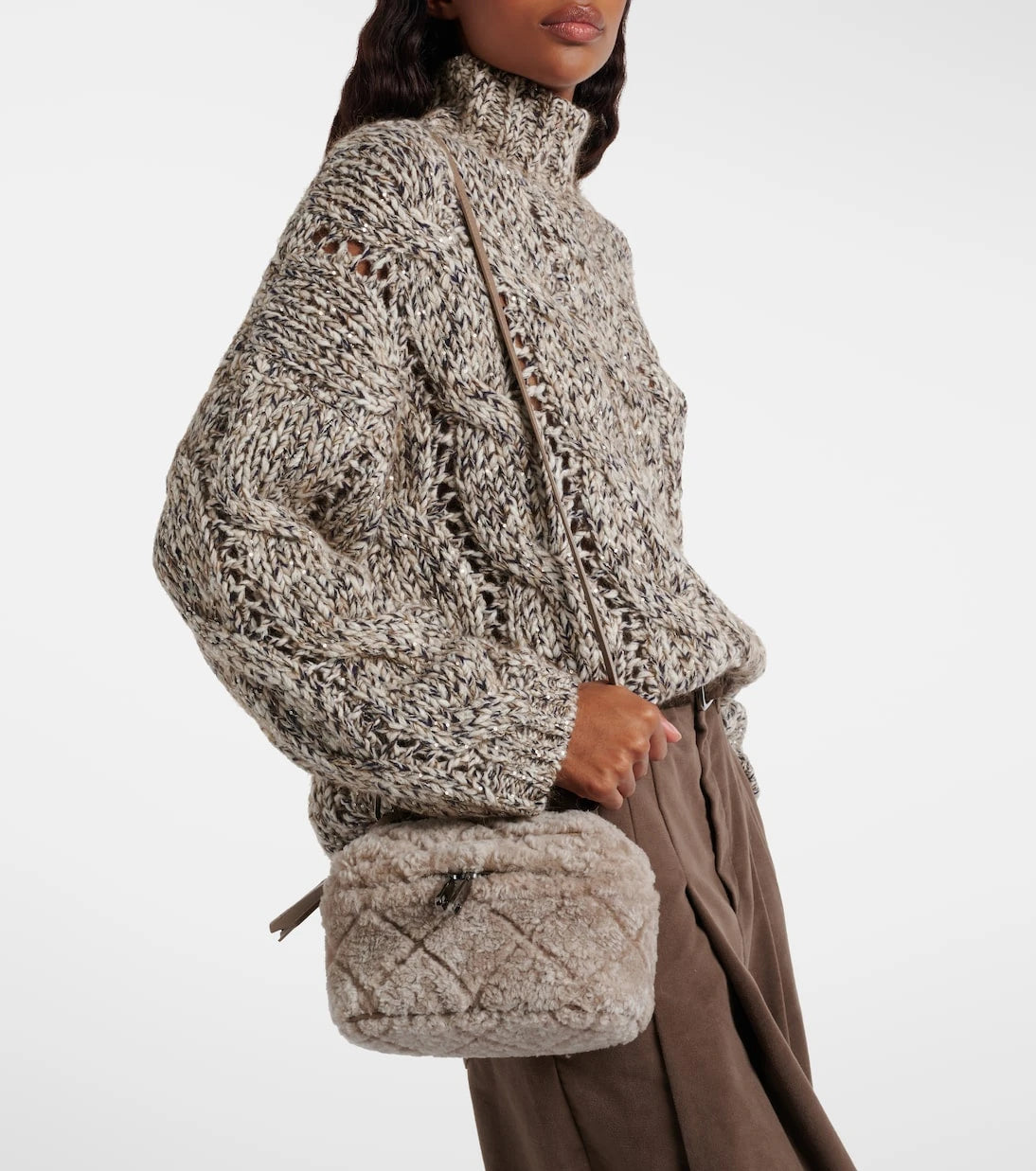 Brunello Cucinelli - Quilted shearling vanity bag