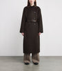 Sandro Paris Brown Wool Leather-Collar Coat