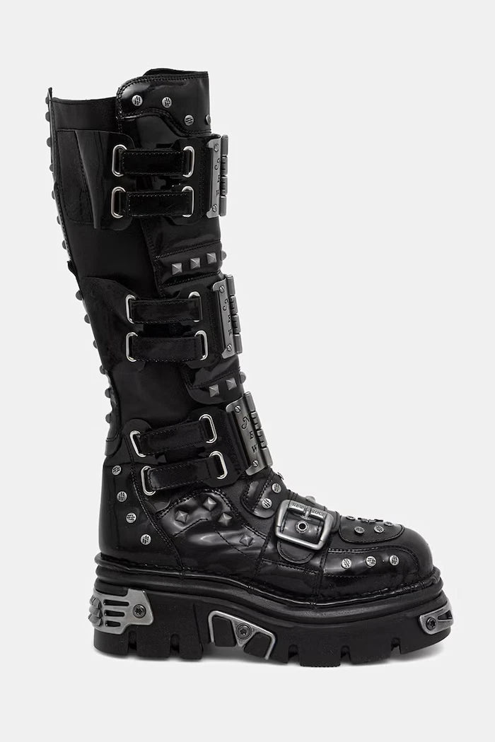 New Rock diz altı kadın deri bot NEGRO CHAROL NEGRO REACTOR E14