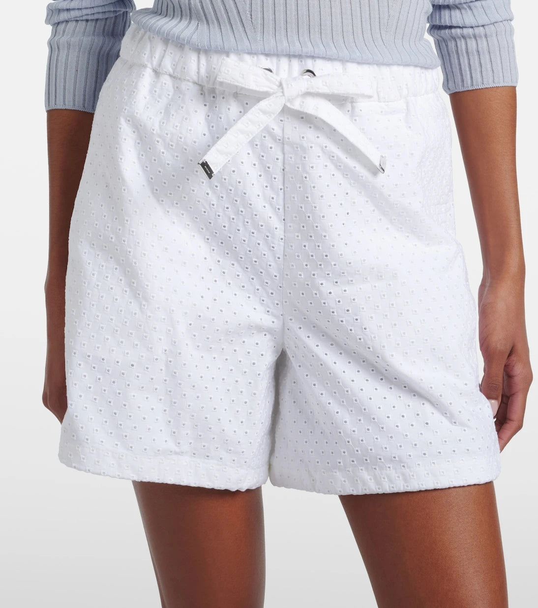 Moncler - Broderie anglaise cotton shorts