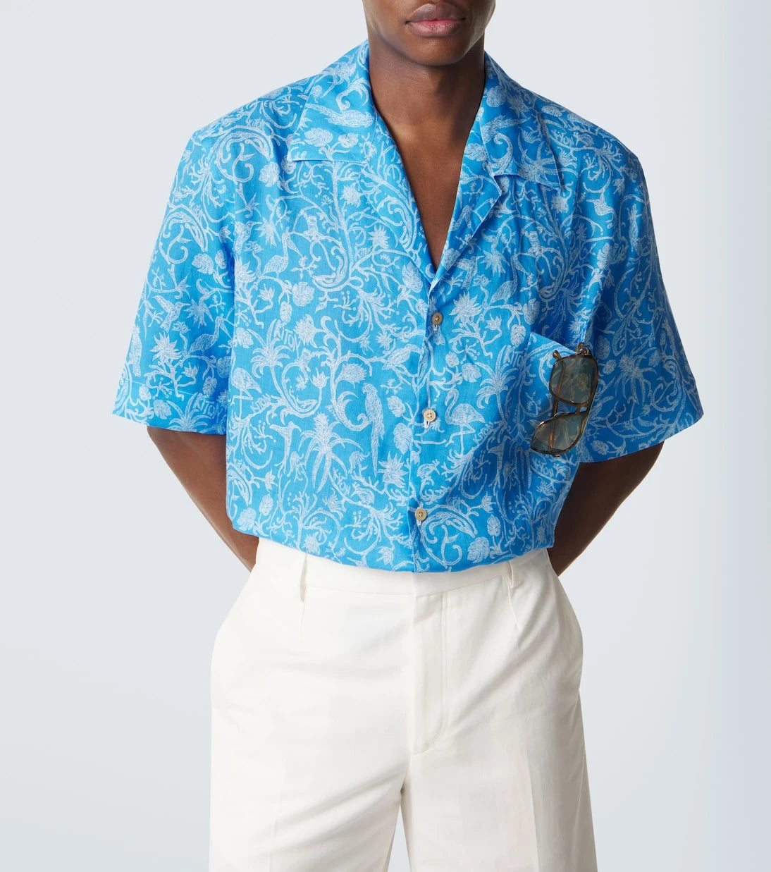 Kiton - Printed linen bowling shirt