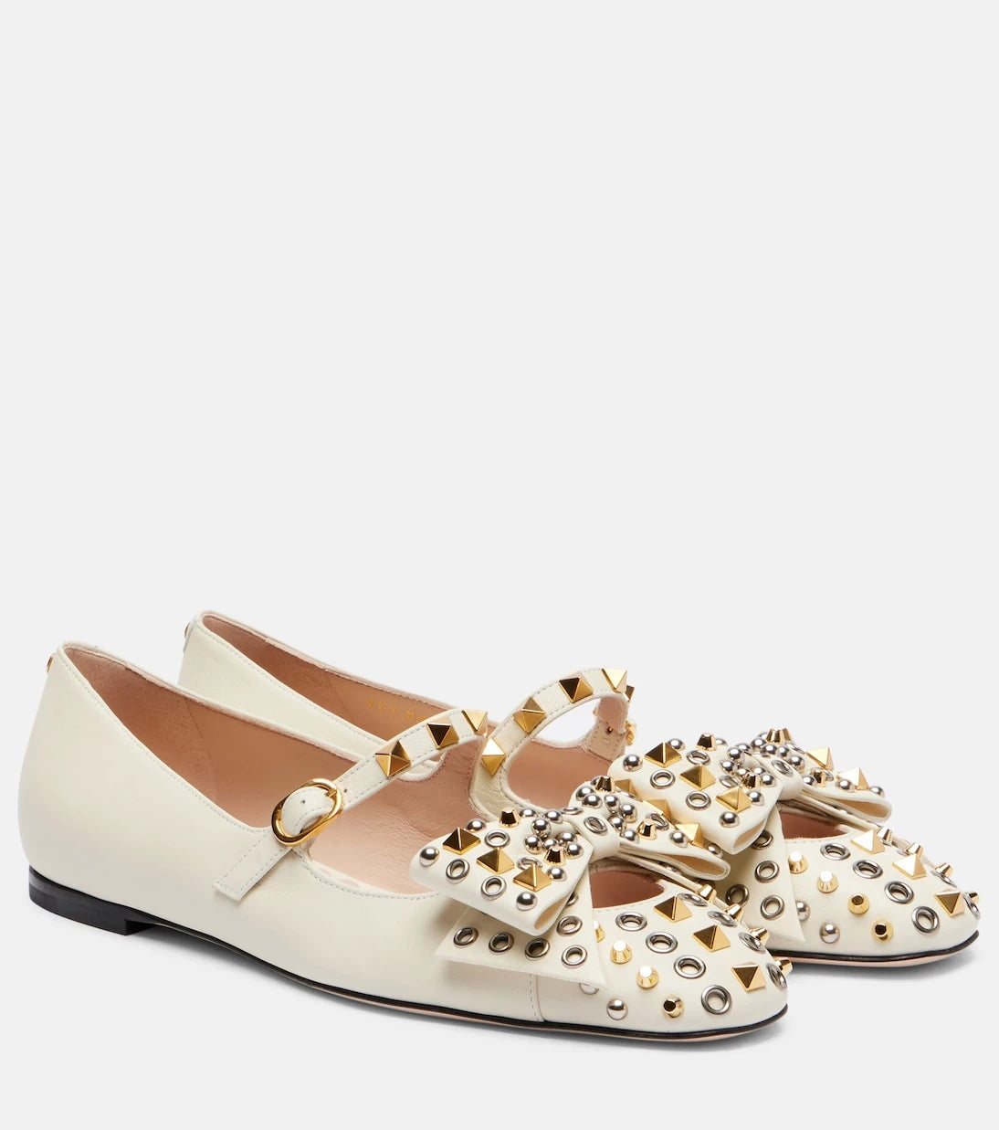 Valentino Garavani - Bowow studded leather Mary Jane flats