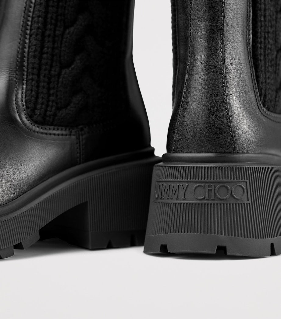 Tamia 70 Leather and Knit Boots