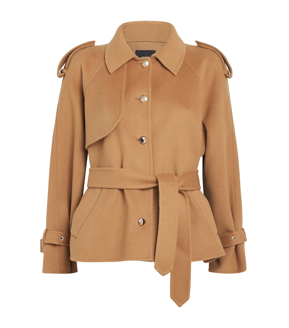 Maje Brown Wool-Blend Coat