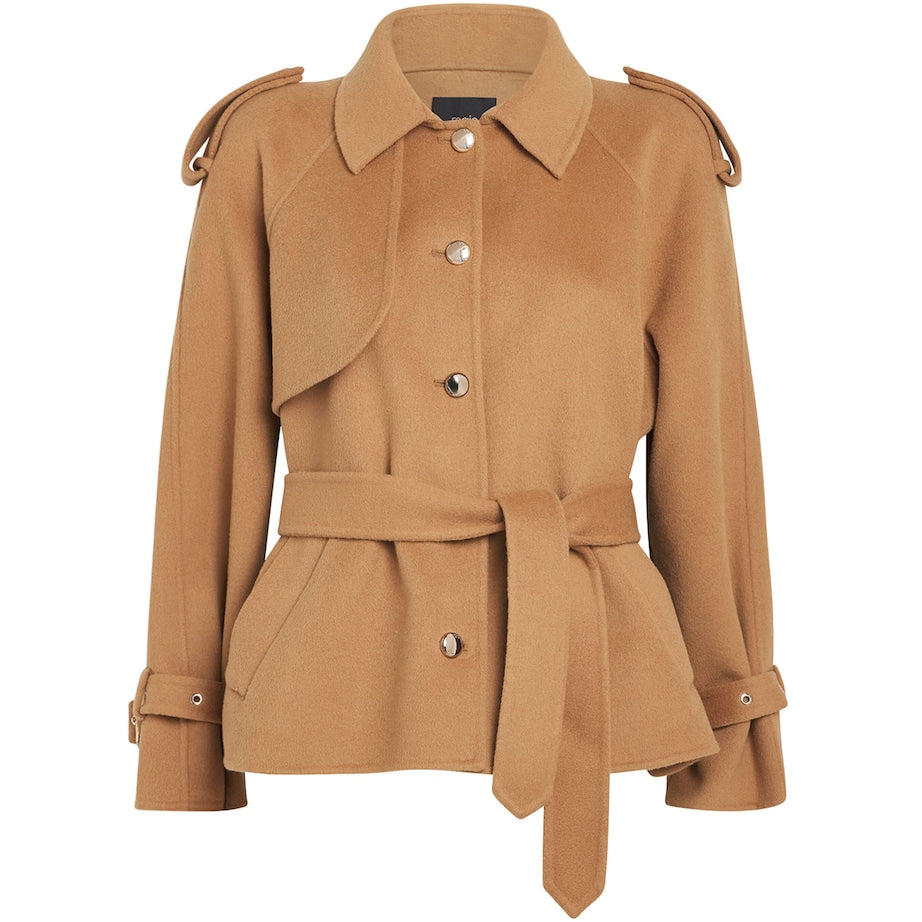 Maje Brown Wool-Blend Coat