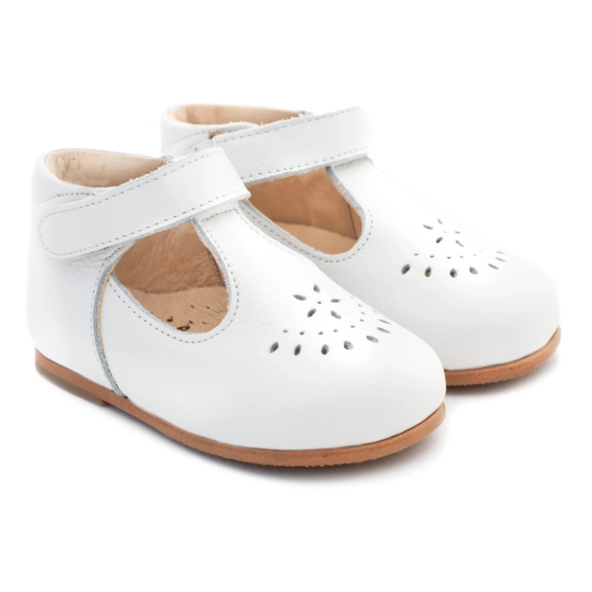 Poppée - Milton Velcro T-bar Shoes | White