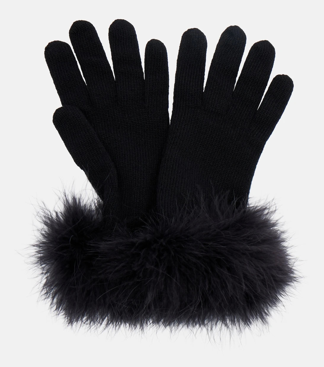 Valentino - VLogo feather-trimmed virgin wool gloves