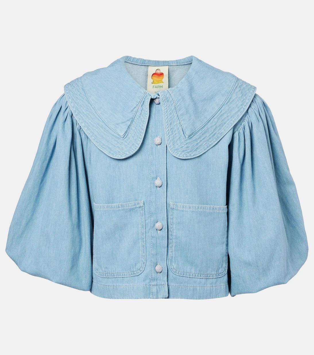 Farm Rio - Puff-sleeve denim shirt