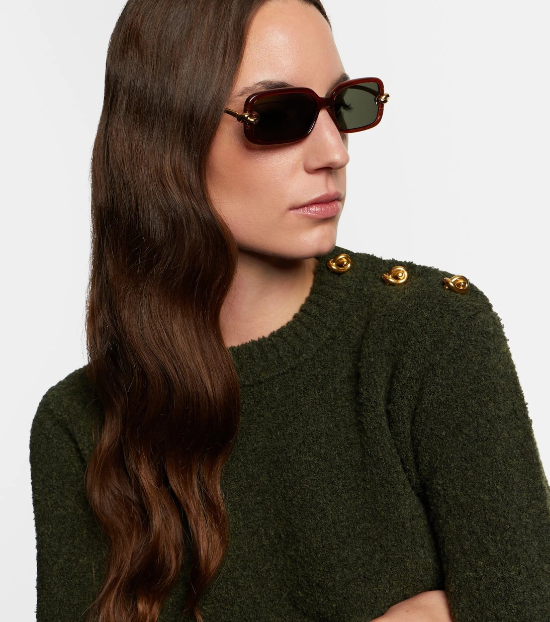 Bottega Veneta - نظارات شمسية مستطيلة Knot