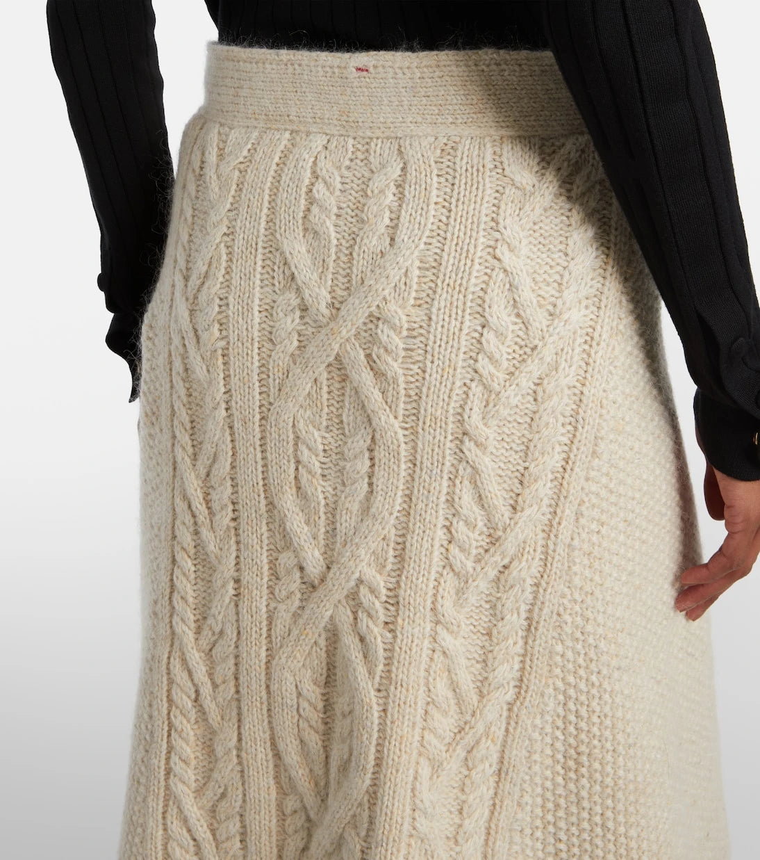 Moncler Grenoble - Cable-knit wool and mohair midi skirt
