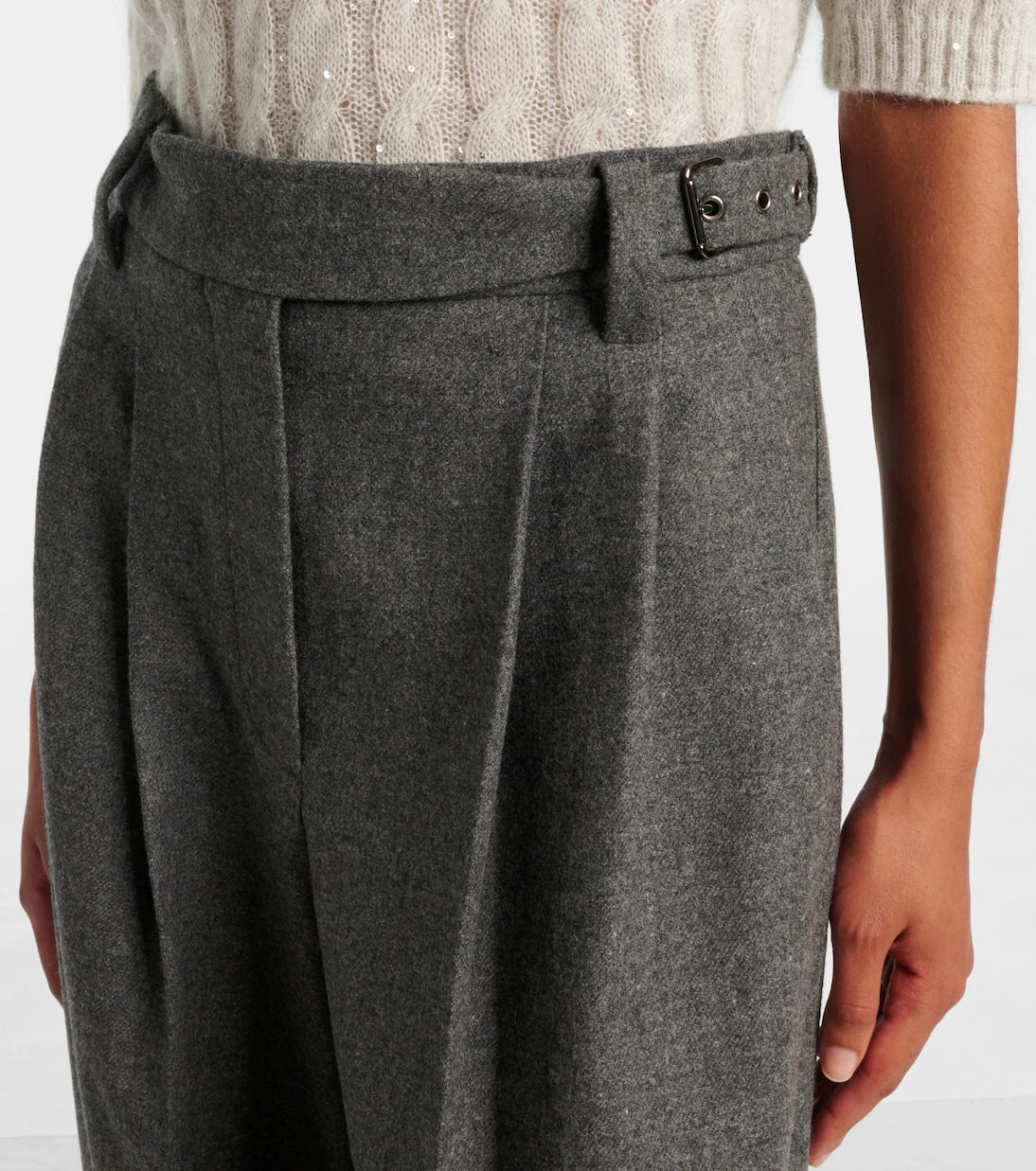Brunello Cucinelli - Pleated wool and cashmere wide-leg pants