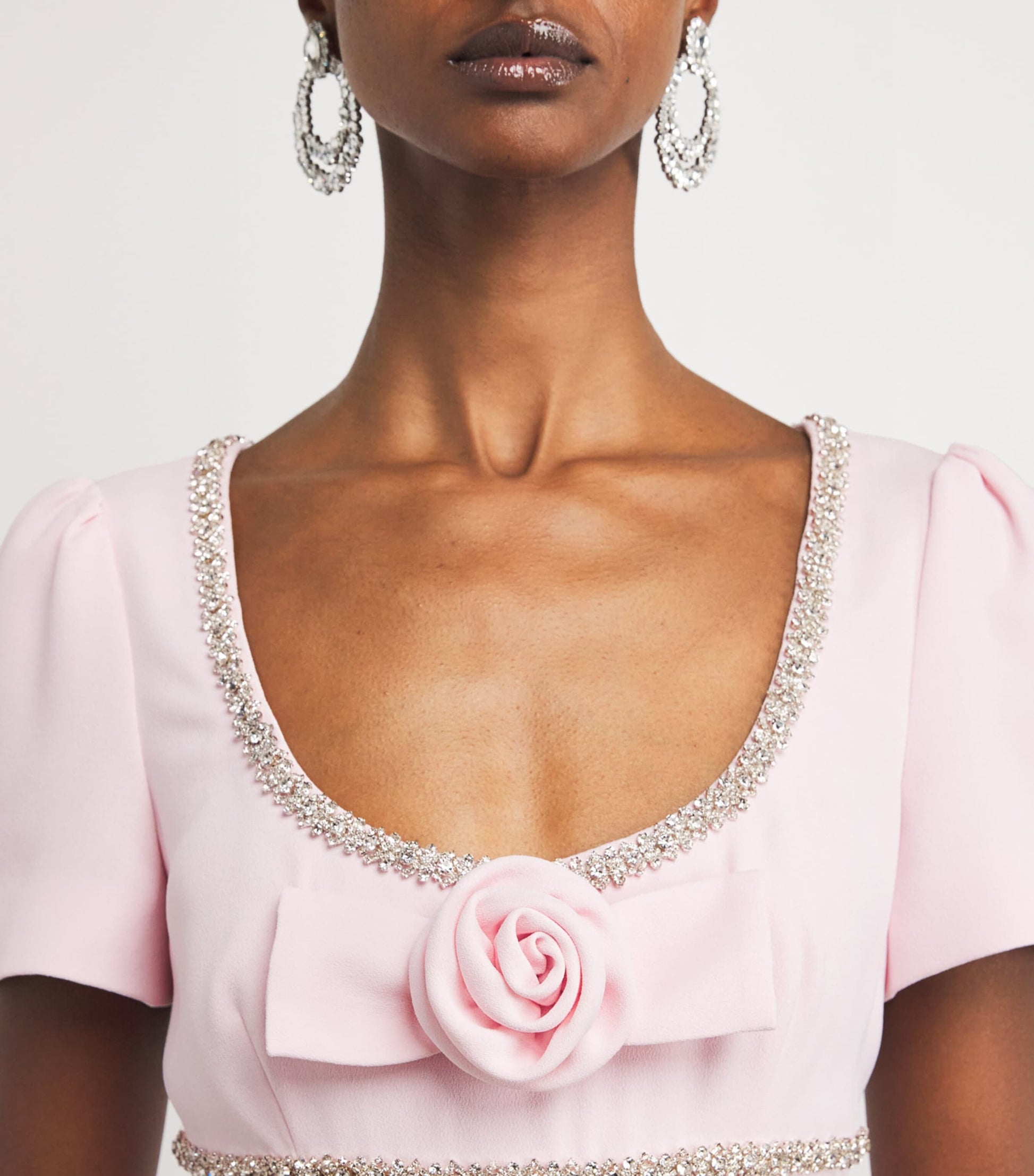 Self-Portrait Pink Crystal-Embellished Rose Maxi Dress