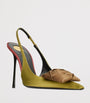 Saint Laurent Brown Satin Embellished Amalia Slingback Pumps 110