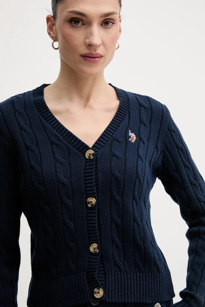 U.S. Polo Assn. жилетка дамска от памук CABLE KNIT