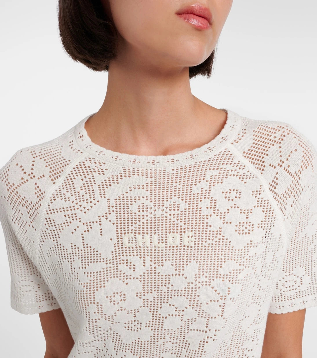 Chloé - Pointelle scalloped cotton minidress