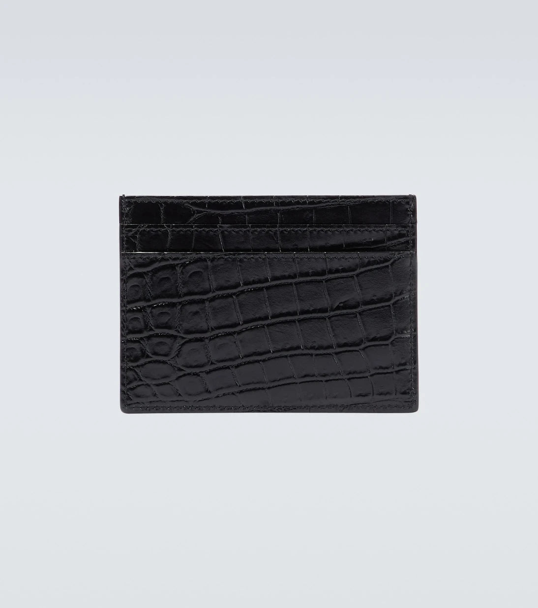 Saint Laurent - Croc-effect leather card holder