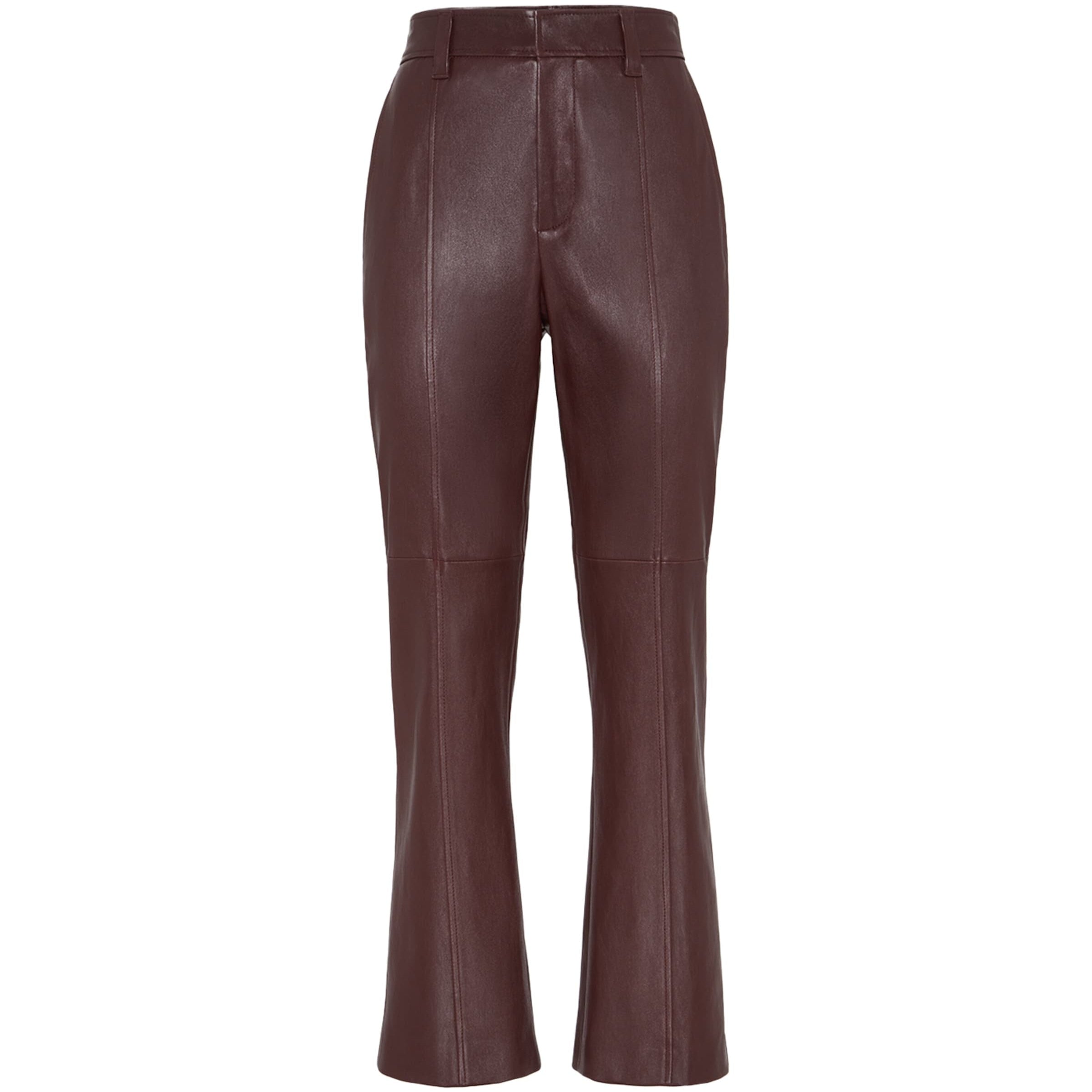 Red Nappa Leather Straight Trousers