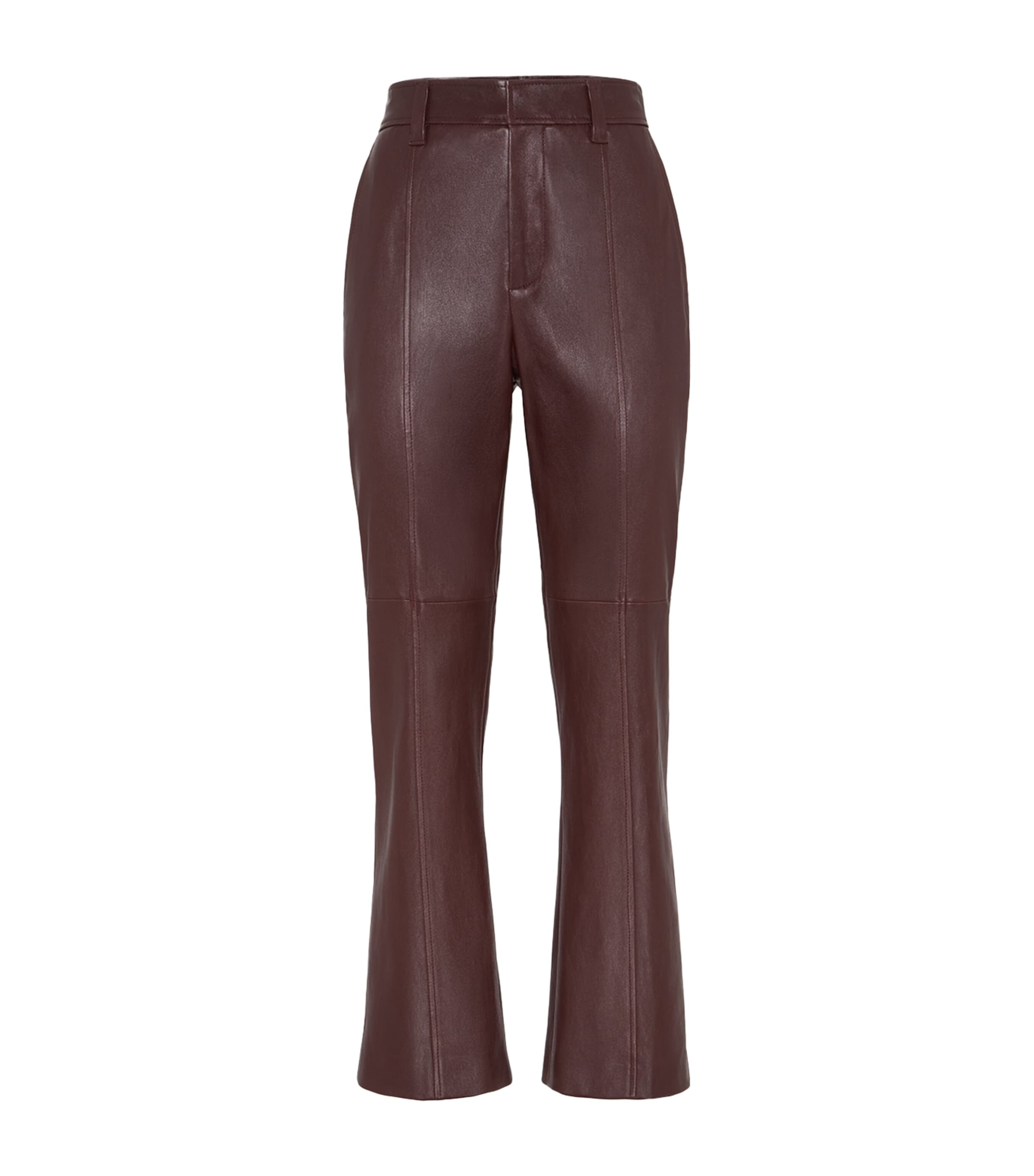 Red Nappa Leather Straight Trousers