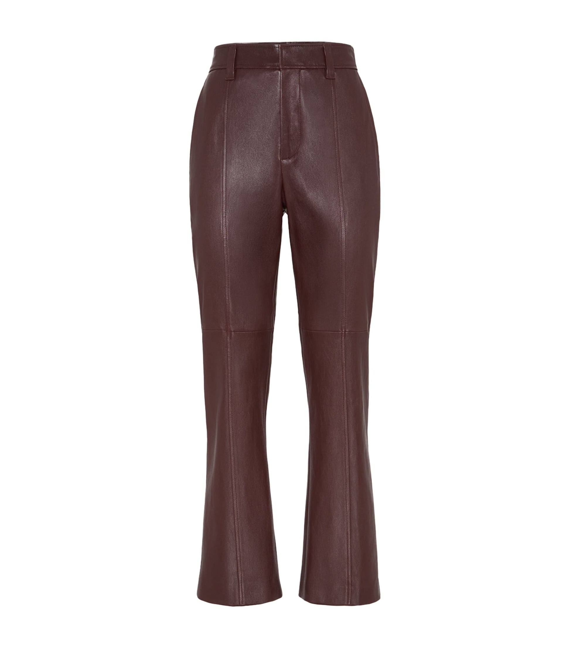 Red Nappa Leather Straight Trousers
