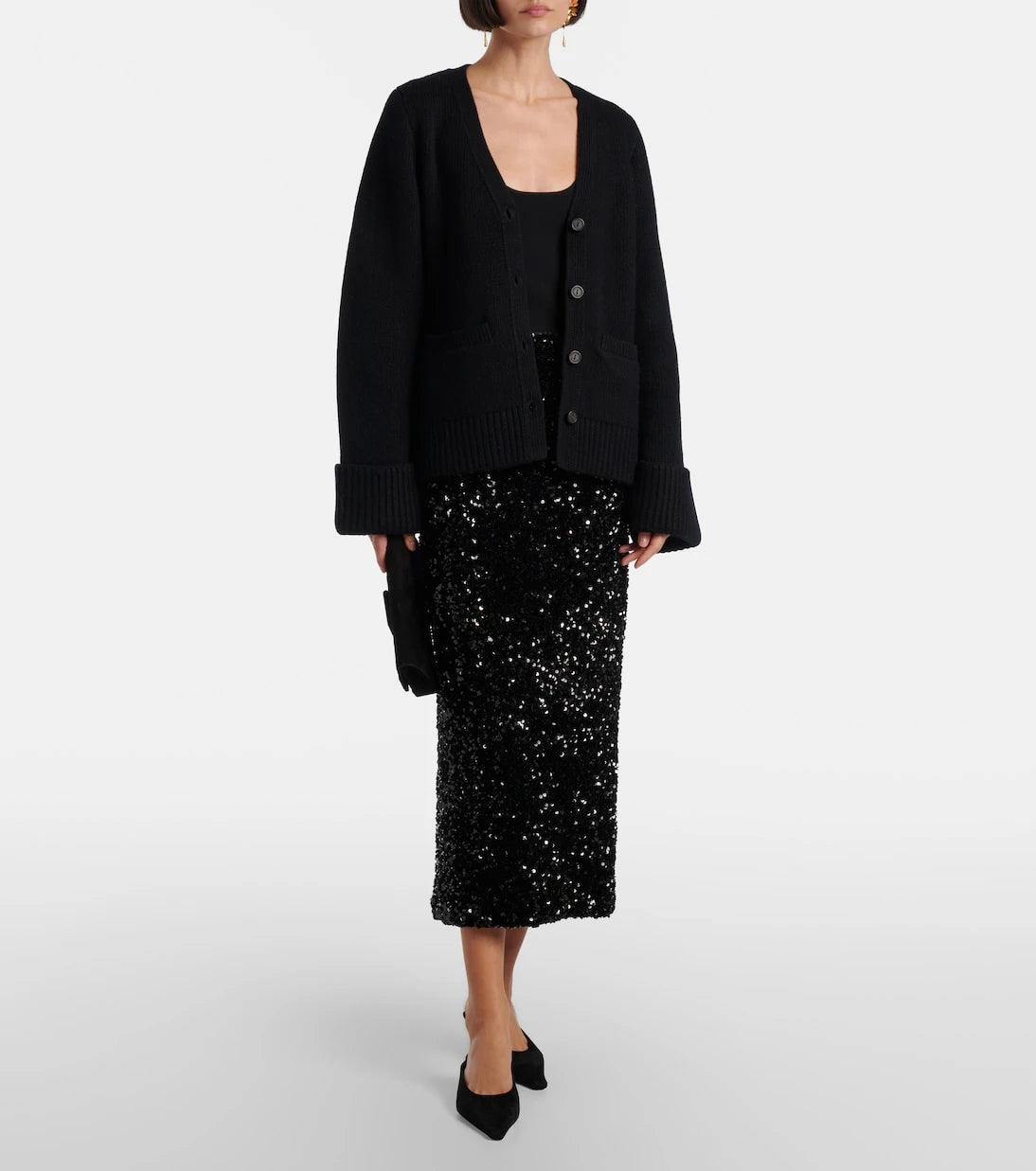 Vince - Sequined velvet midi skirt