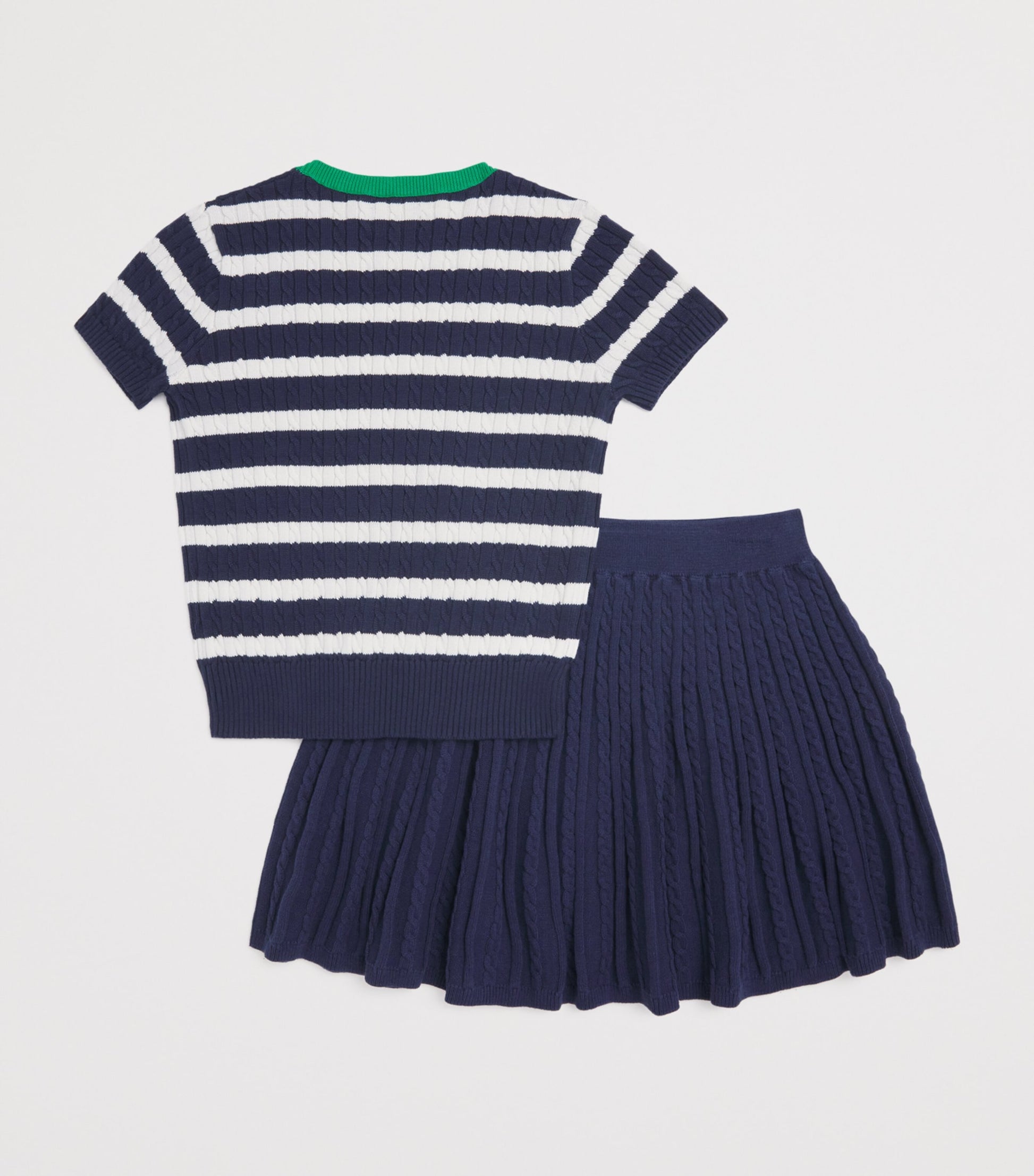 Ralph Lauren Kids Cable-Knit Stripe Top and Skirt Set (7-14 Years)